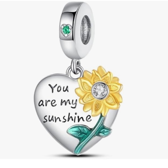 Sunflower heart charm you are my sunshine sterling silver charm for Pandora 925 - Picture 1 of 1